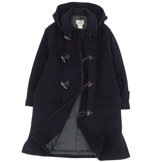 HERMES - 美品 エルメス HERMES コート ウール ダッフルコート レザー