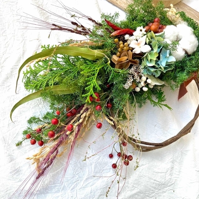 クリスマスリース お正月リース 節分リース 冬リース 杉リースの通販