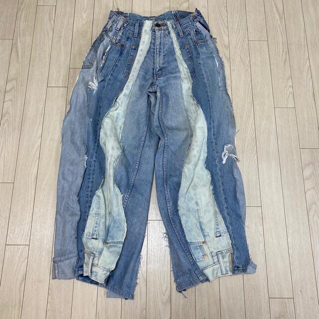 levi's line denim 再構築 ドッキング リメイク ワイド
