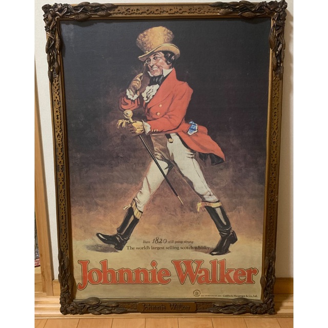 Johnnie Walker ジョニーウォーカー 額装 油絵風 ビンテージ ジョニー