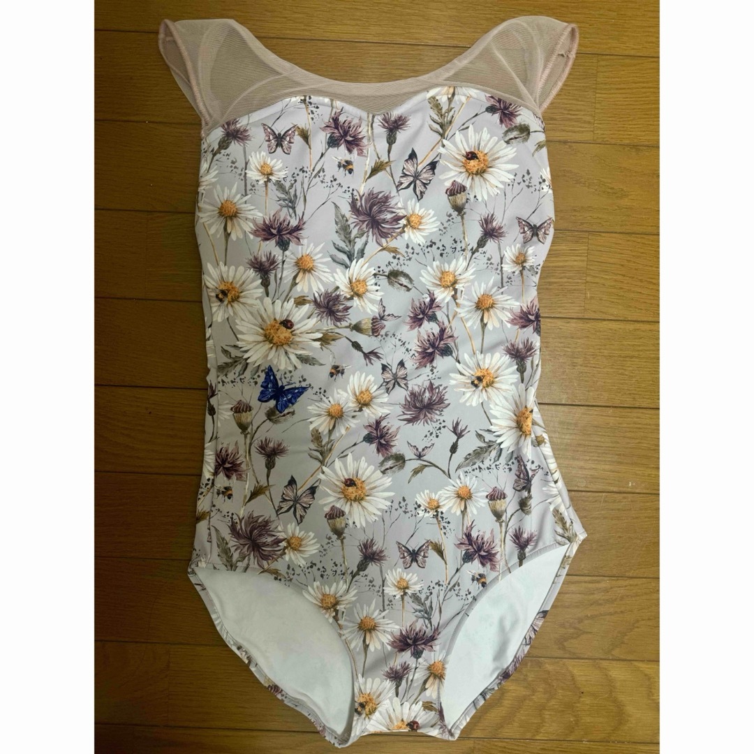 unoa新品】花柄 ベージュ レオタード MLサイズ unoa新品】花柄