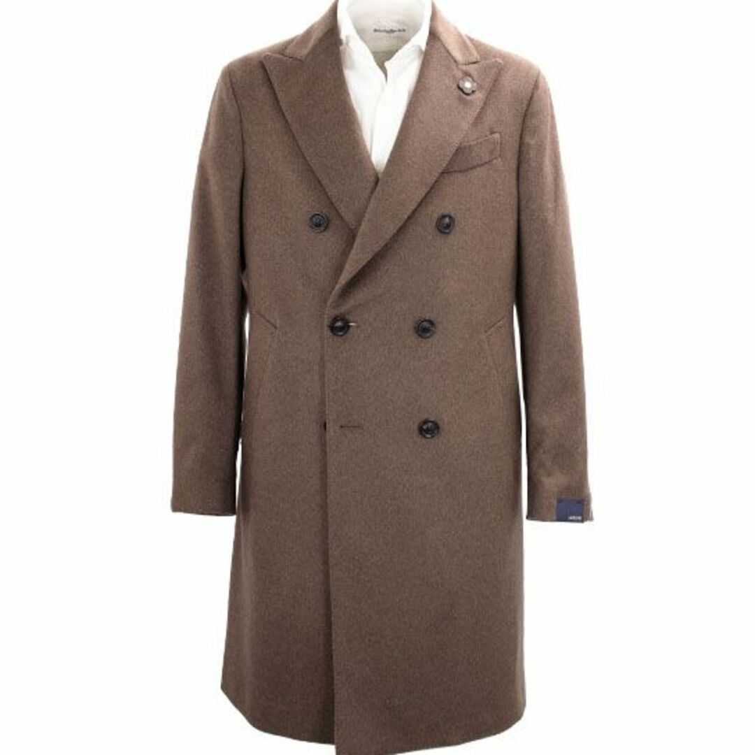 カシミヤ100 LARDINI ブラウン ダブルブレスト チェスターコート