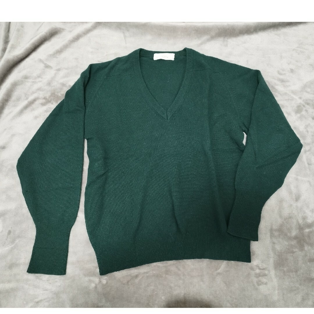 1204【美品】カシミヤ混 高級Vネックニット セーター 深緑の通販 by