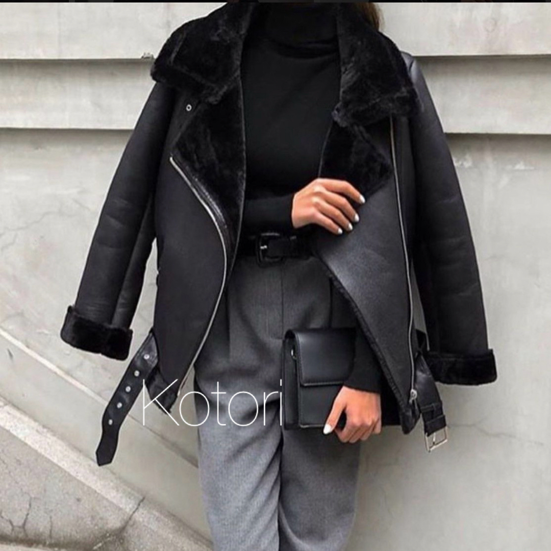 ZARA - 新品 2023ss ZARA ファー ダブル コート ジャケット S 黒の通販