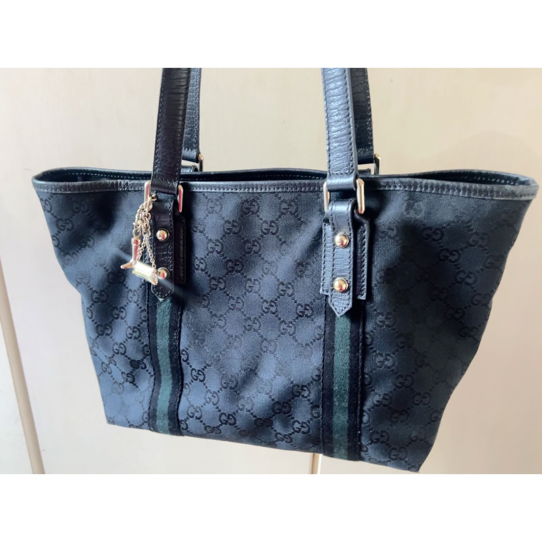 GUCCI - GUCCI グッチ ハンドバッグ GGキャンバス GG柄 ネイビー