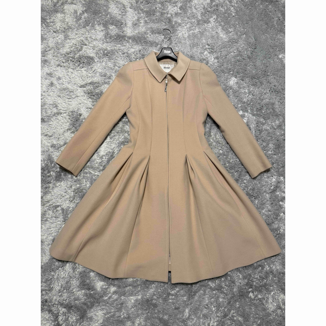 Rene ノーカラーコート ベージュ プリンセスライン 36