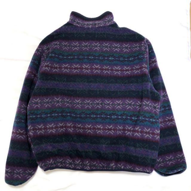 LANDS'END - USA製 ランズエンド 総柄フリース 90s 希少 ハーフボタン