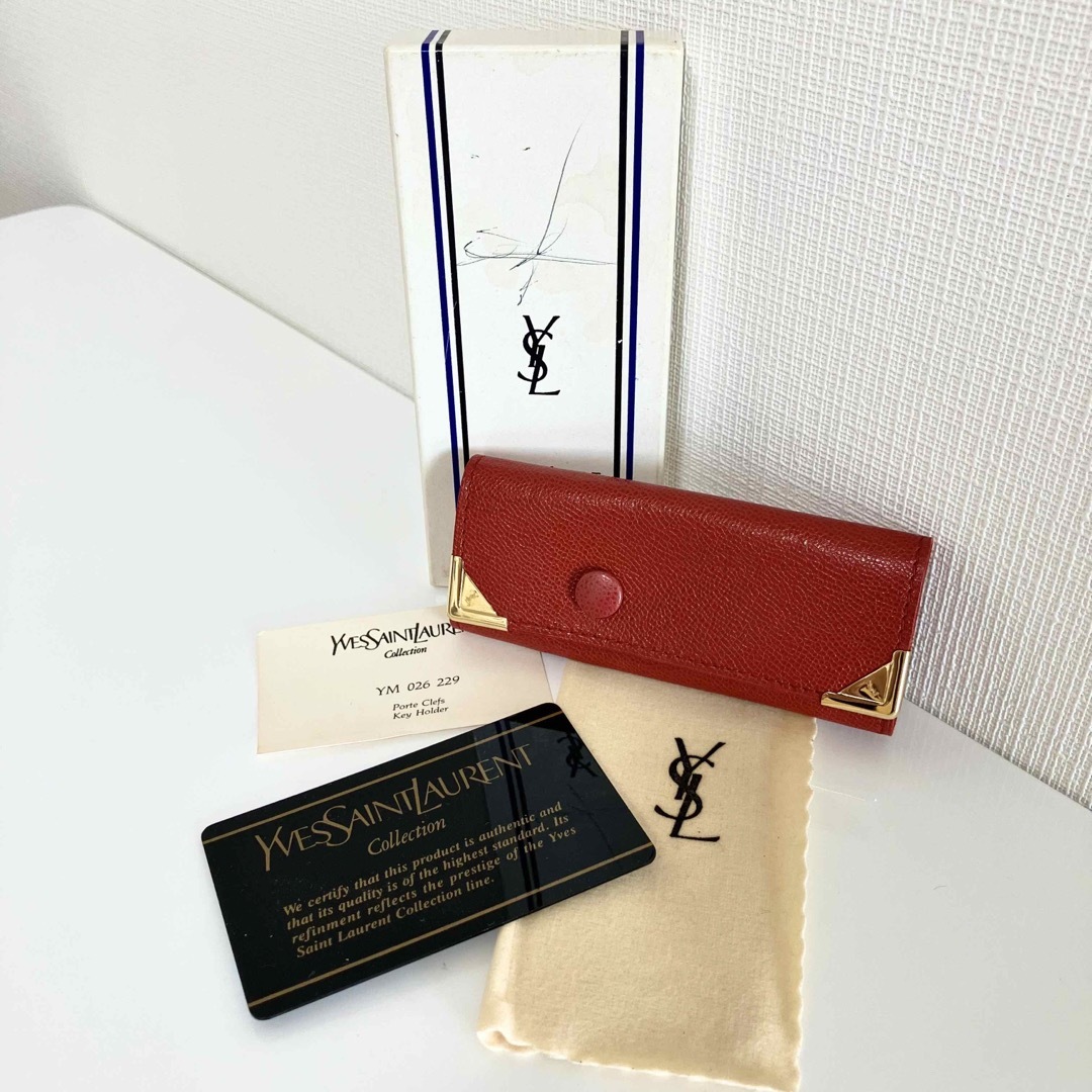 Yves Saint Laurent 赤 レザー キーケース SAINT LAURENT サンローラン