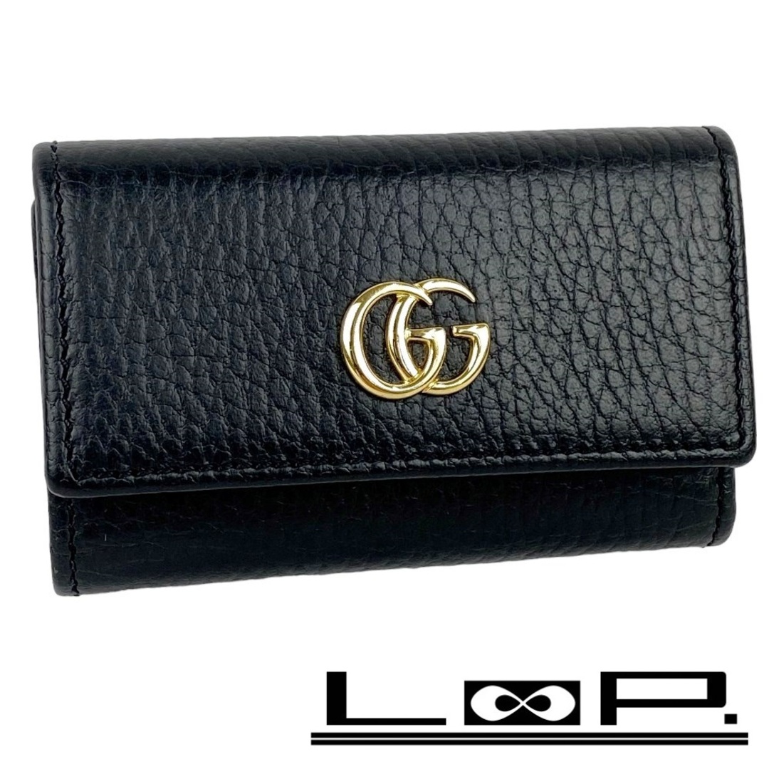 美品】 GUCCI ブラックレザー キーケース GUCCI ブラックレザー キーケース