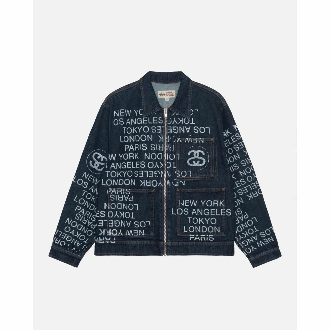STUSSY - Stussy ZIP WORK JACKET CITY LINK DENIM Lの通販 by ケンタ