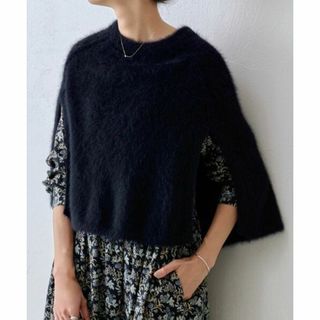 新品BEARDSLEYビアズリーファーニットポンチョ黒