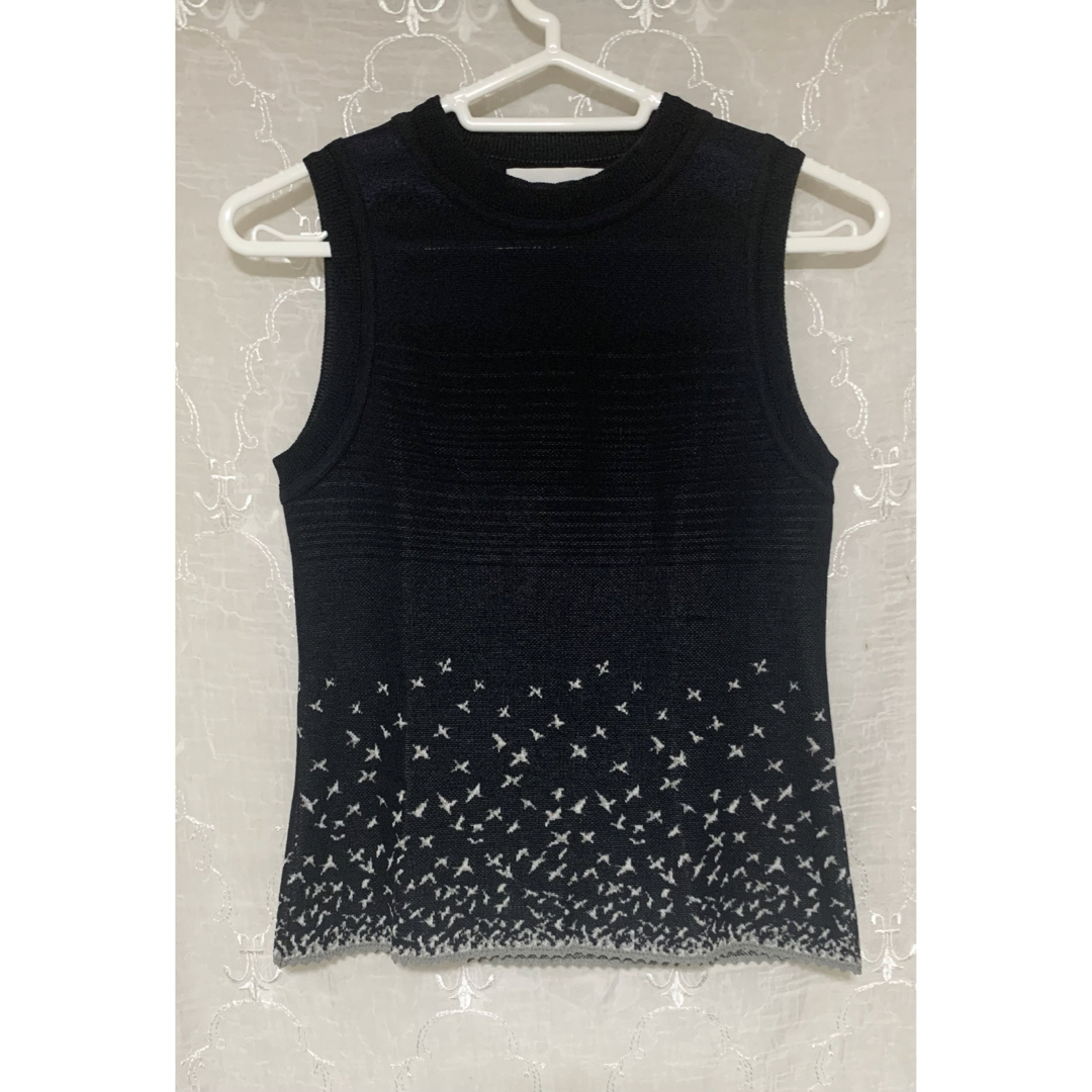 Mame Crane Pattern Jacquard Knitted Top