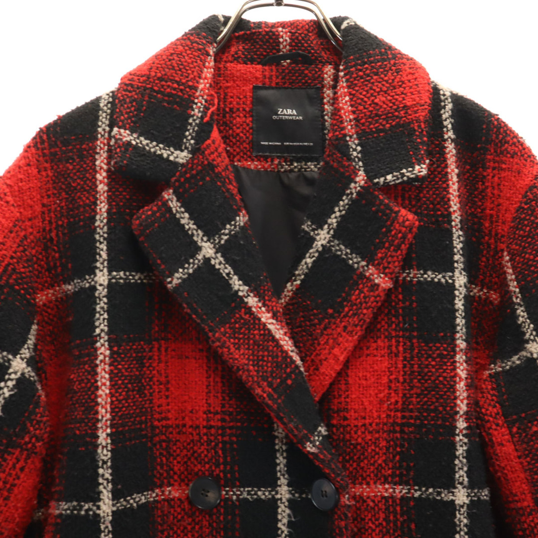 ZARA - 古着 ZARA ザラ チェック柄 ツイード ダブル チェスターコート
