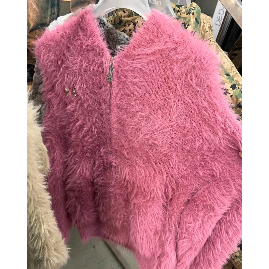 thug club サグクラブ fw24 zip knit pink ジップの通販 by Nicole Ma