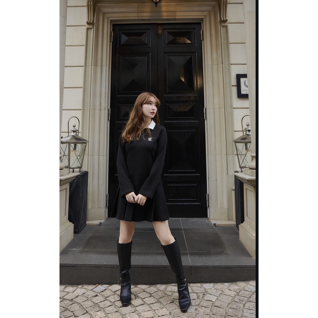 polo pleated mini dress Mini pleated polo collar dress