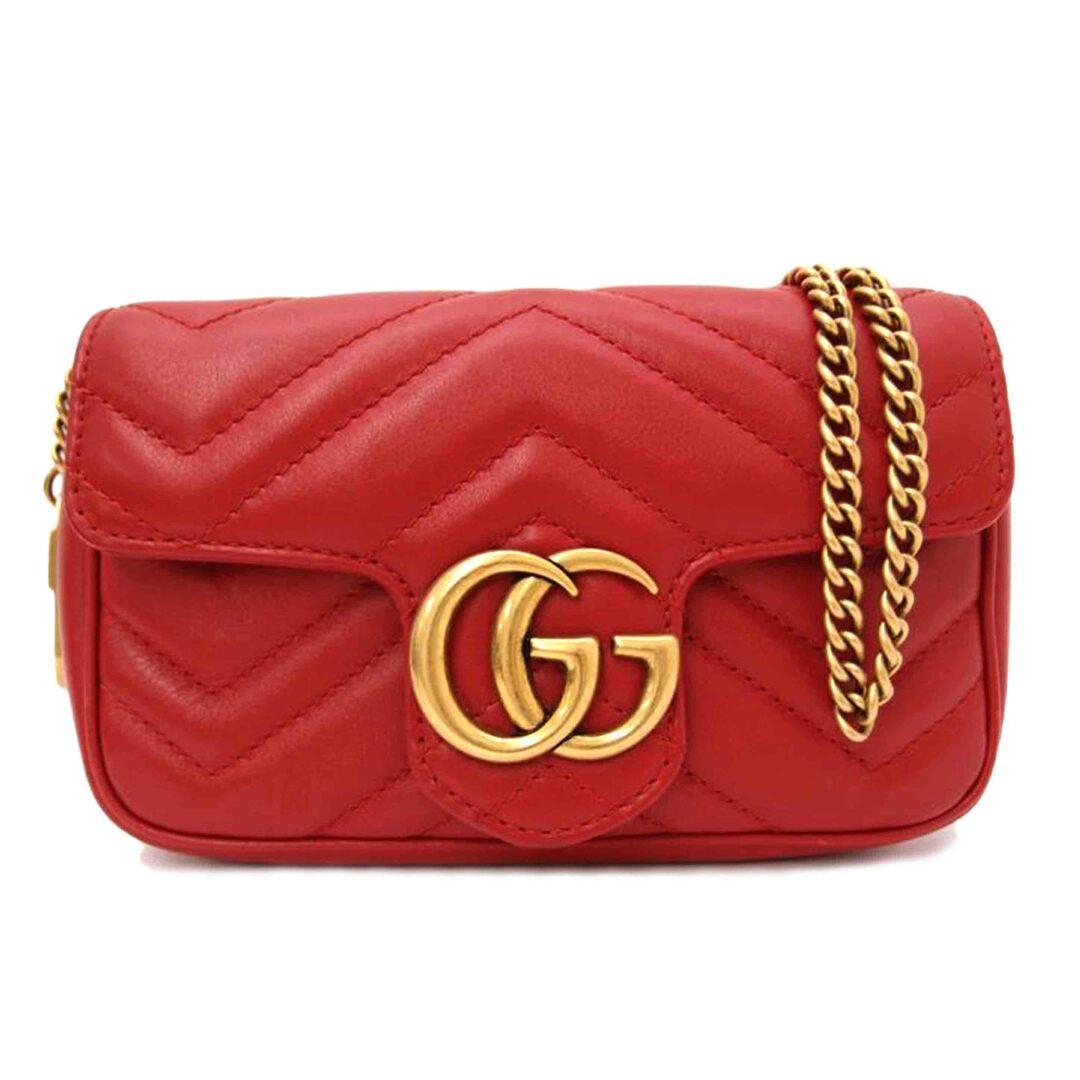 GUCCI - GUCCI グッチ/GGマーモントスーパーミニショルダー/レッド