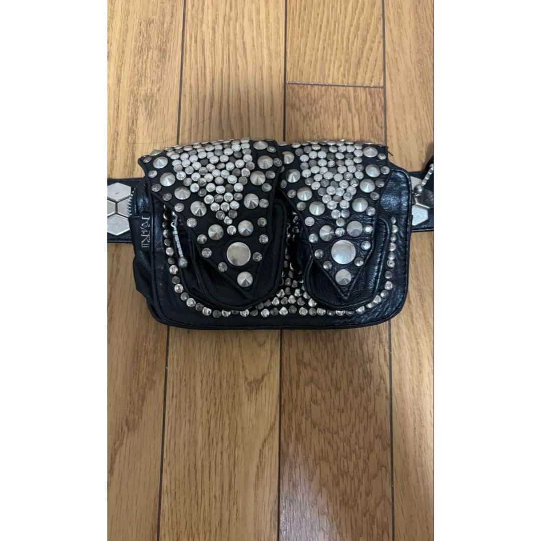 バッグ Kmrii hip bag CRAZY SILVER STUDDED Kmrii hip bag with CRAZY