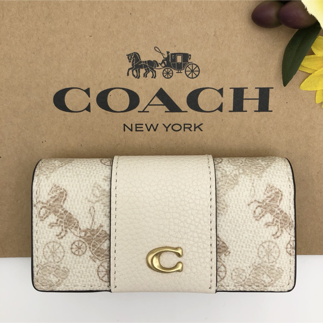 COACH ☆大人気☆ 6リング キーケース ホース キャリッジ チョーク 新品
