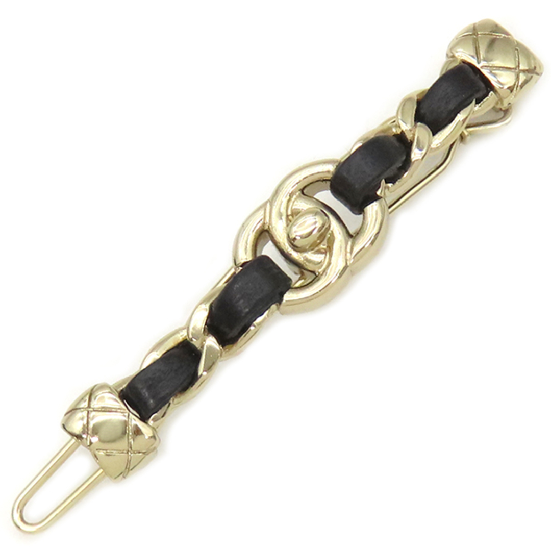 シャネル CHANEL バレッタ ココマーク ヘアクリップ GP レザー