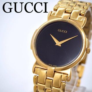 GUCCI - 307 GUCCI メンズ 時計 3400M ゴールド ブラック 純正バンドの