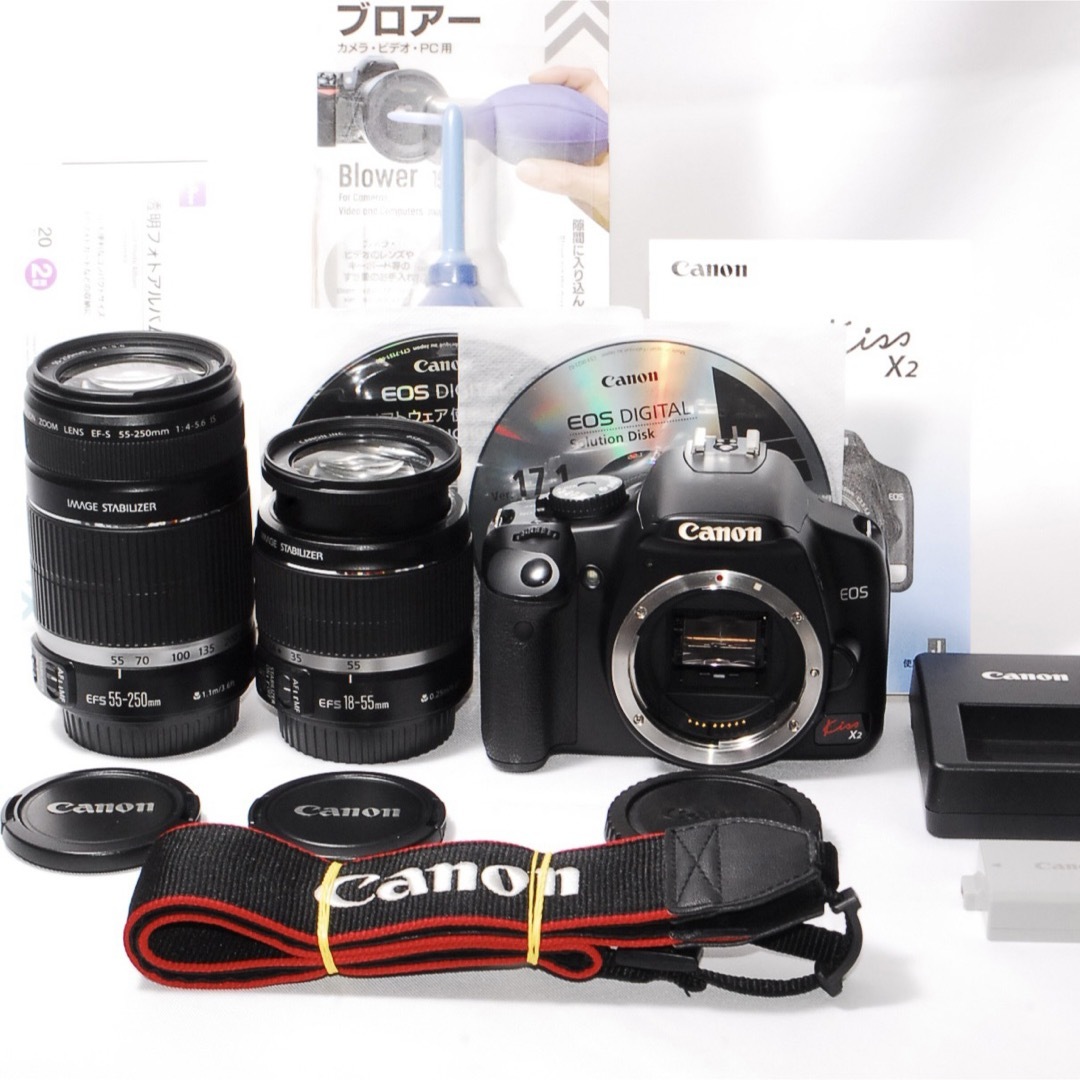 ☆思い出を綺麗に残そう☆Canon kiss x2一眼レフ ダブルズームキット