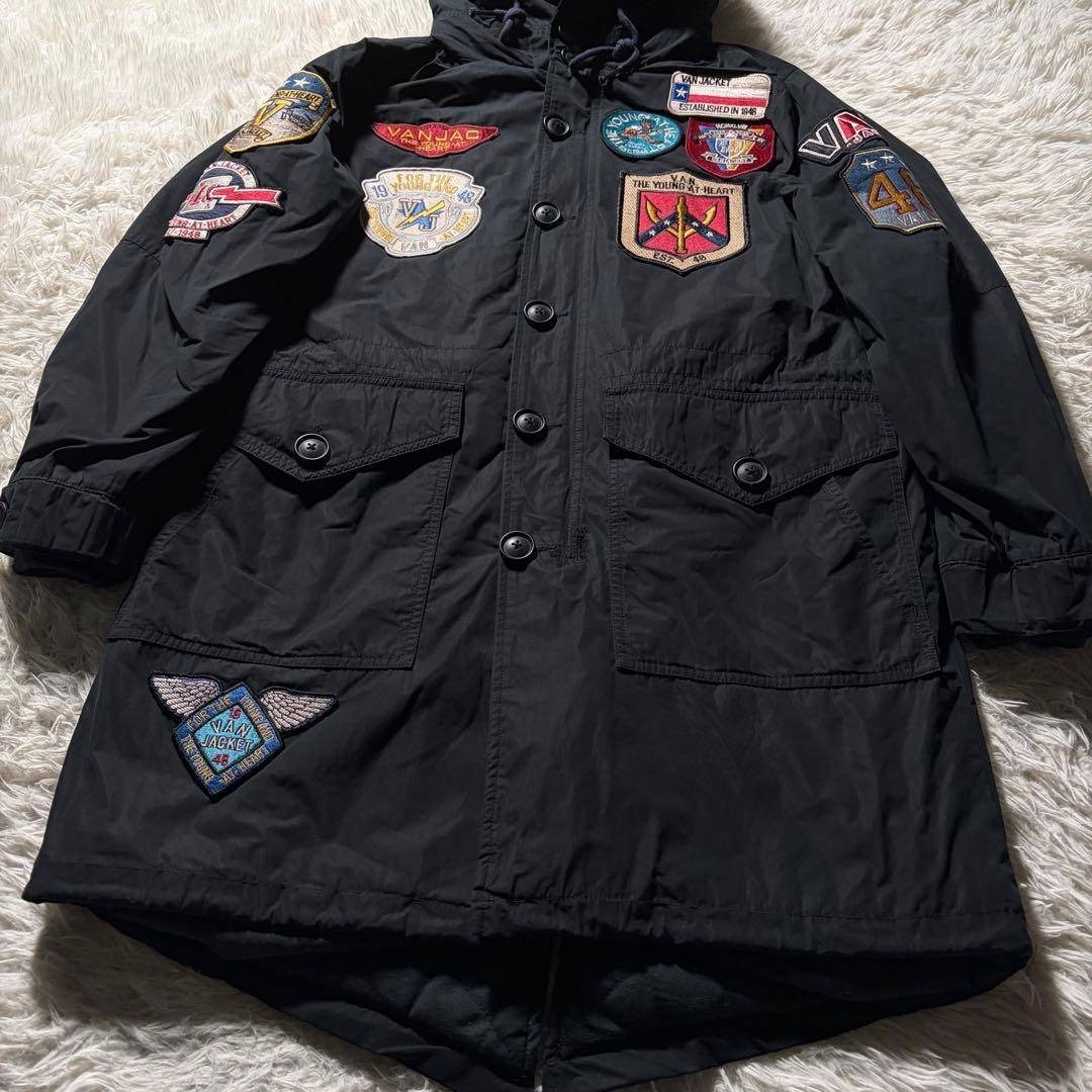 希少モデル□VAN JACKET モッズコート トップガン ワッペン 黒 M