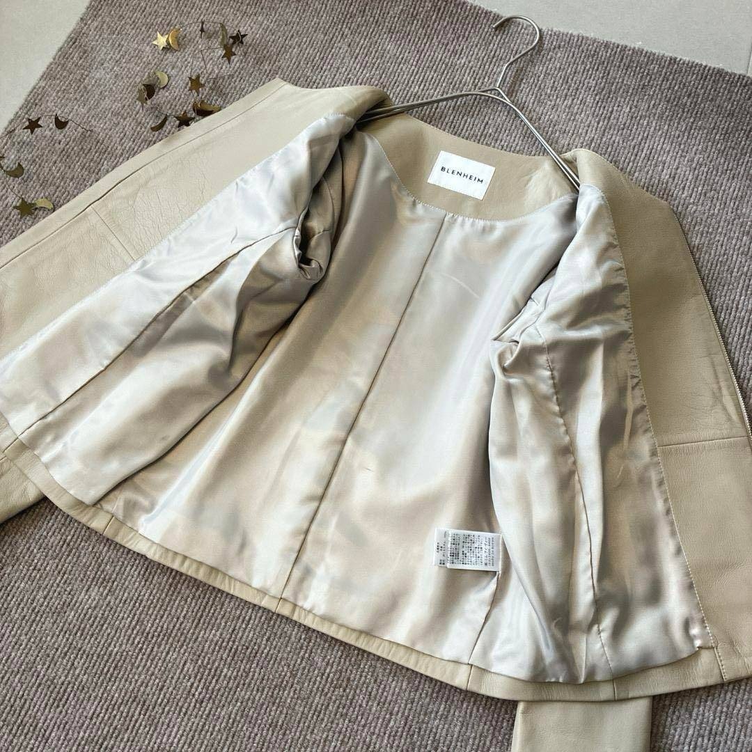 極美品 ブレンヘイム♡ラムレザー ノーカラー ライダース ジャケット M