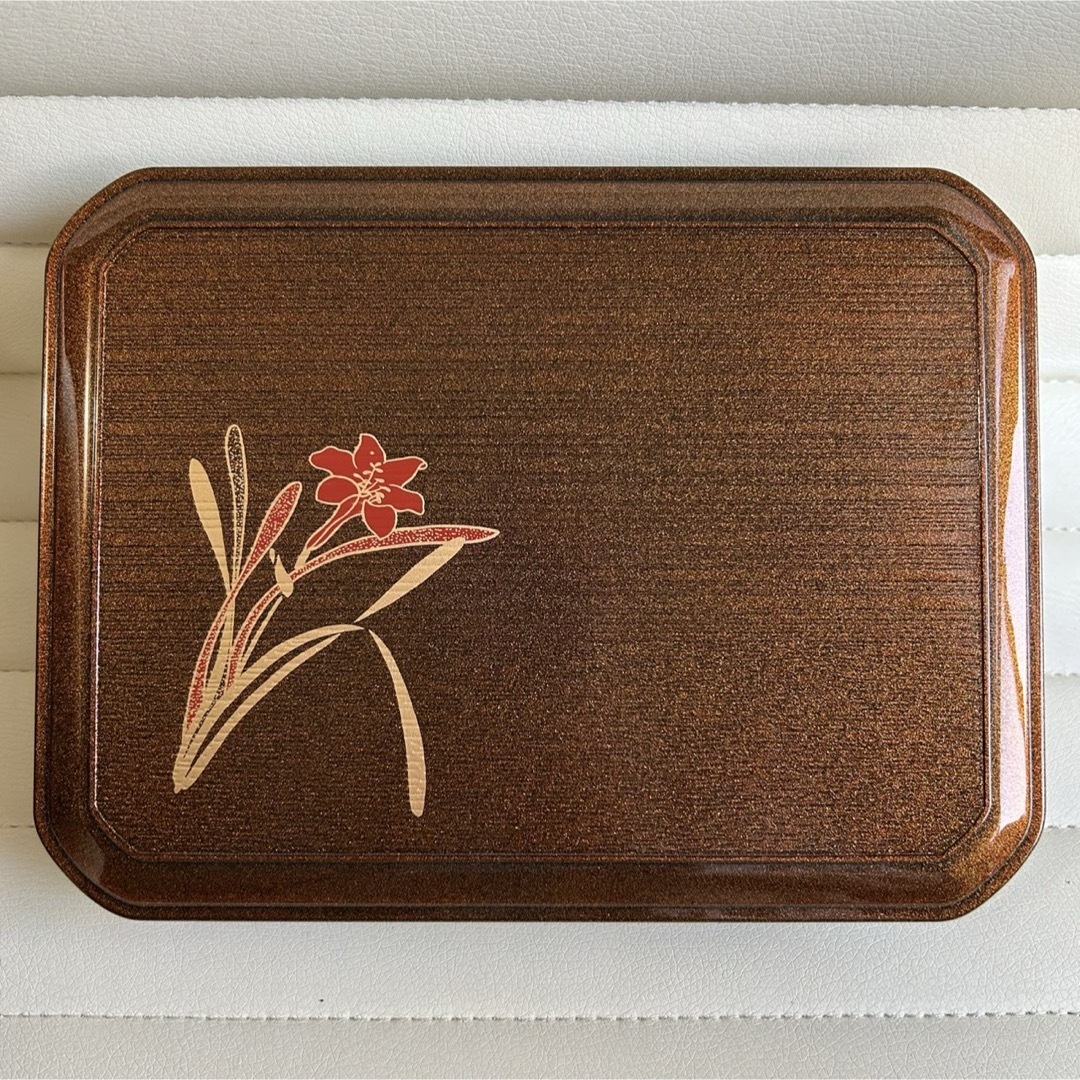 漆器 幕の内弁当箱 弁当箱 松花堂弁当 蓋付き仕切り付き皿 長角