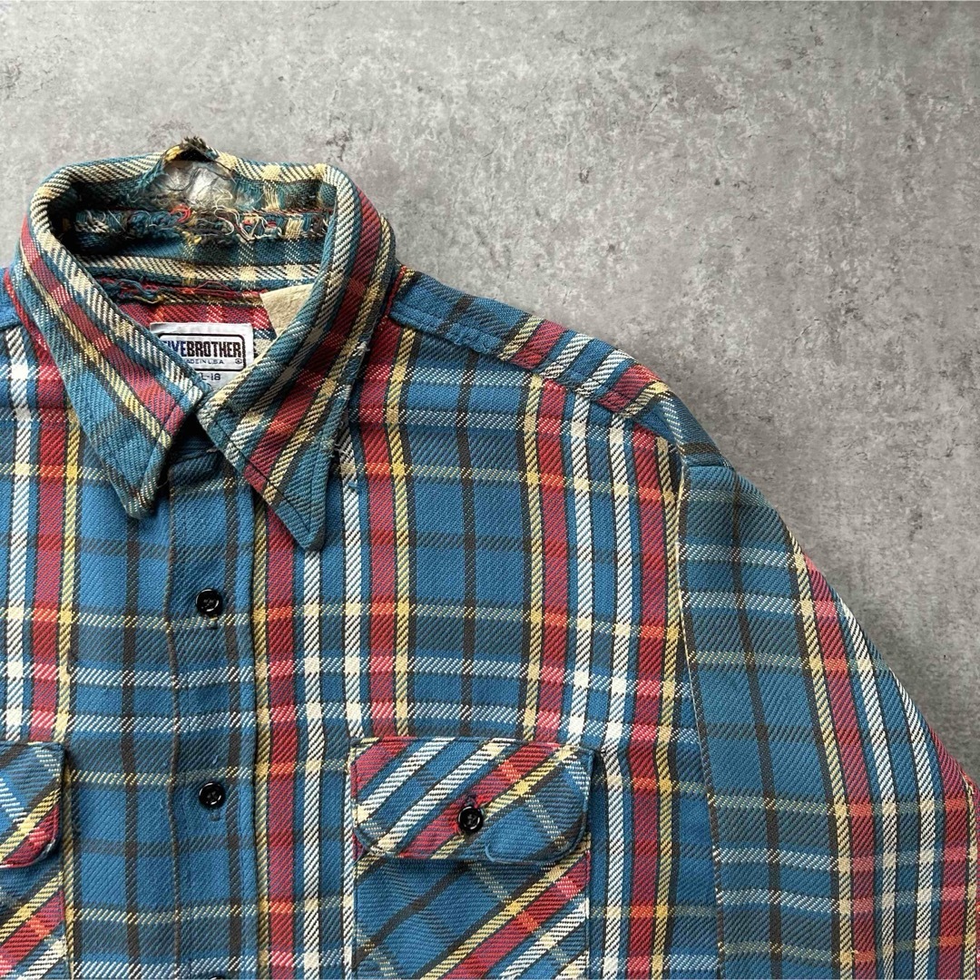 FIVE BROTHER - 70s ファイブブラザー ネルシャツ USA製 2XL