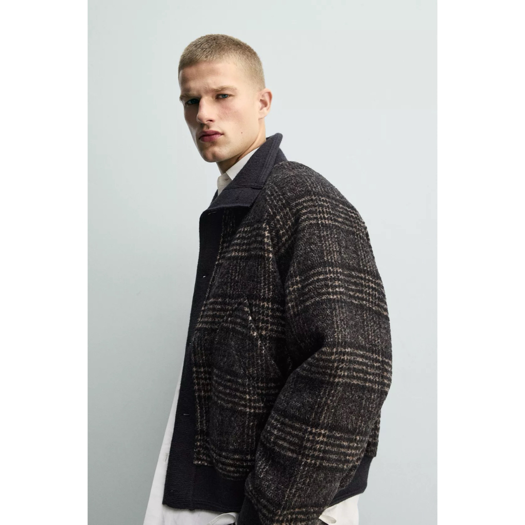 ZARA - zara ザラ リブ襟切り替えジャケット Mの通販 by GR｜ザラなら