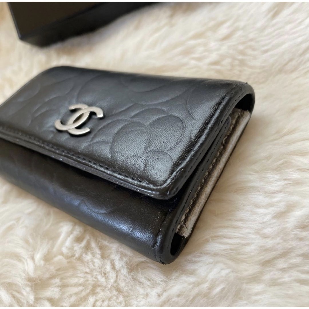 カード付】CHANEL シャネル キーケース ブラック シルバー金具 正規品