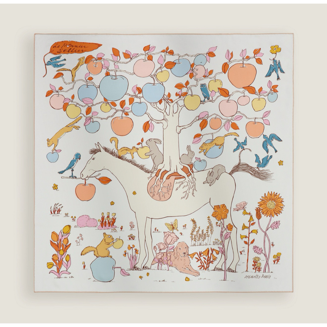 HERMES - 値下げ！新品 エルメス カレ 90 《ル・ポミエ・セリエ》 白黒