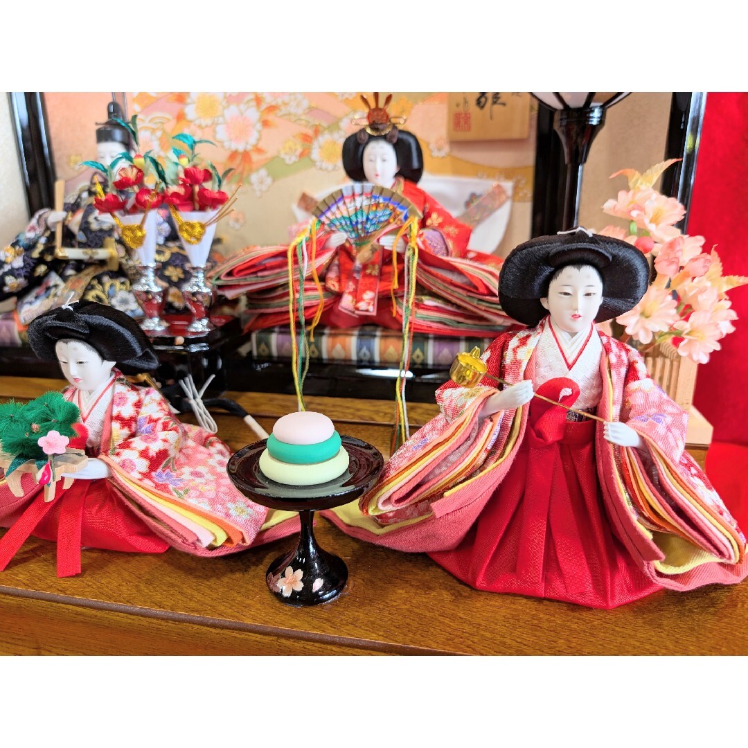 雛人形 壽雛 京甫作 ガラスケース 桜 親王飾り 雛飾り ひな祭り おひなさま