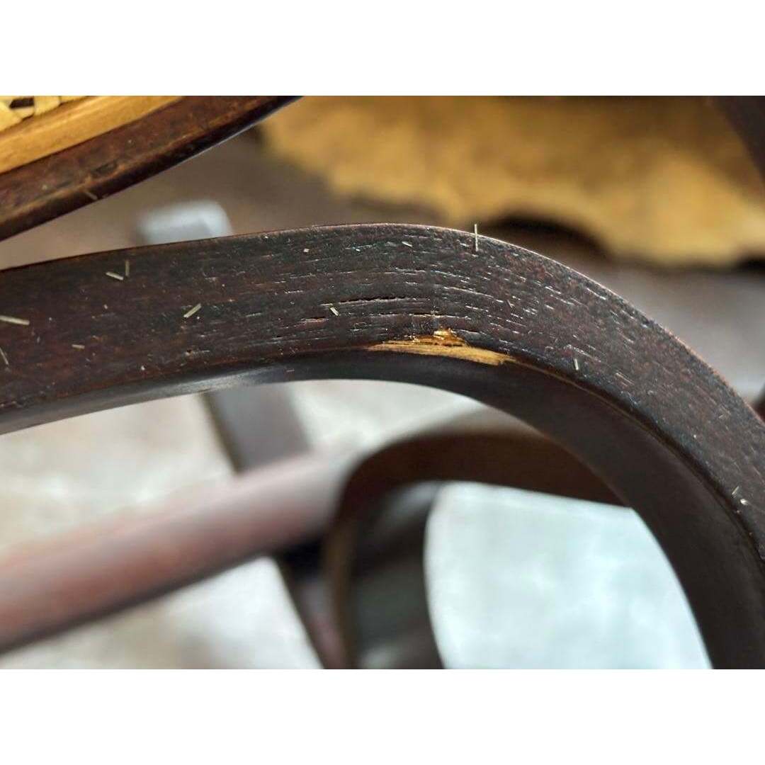 希少 ラタン ロッキングチェア 背もたれ カゴメ編み ヴィンテージ SGの