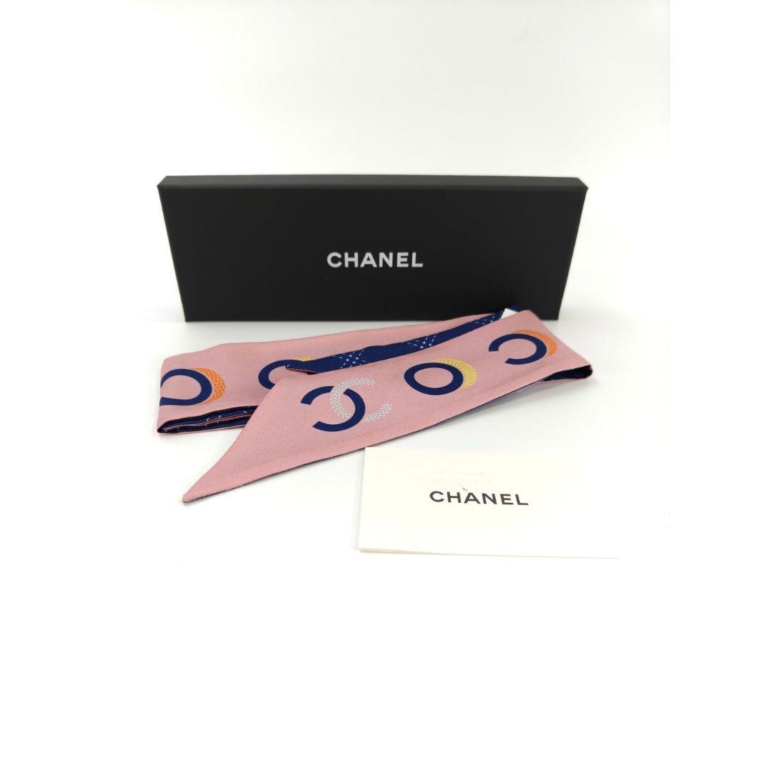 CHANEL - CHANEL シャネル シルク スカーフ ヘアバンド COCO ピンク