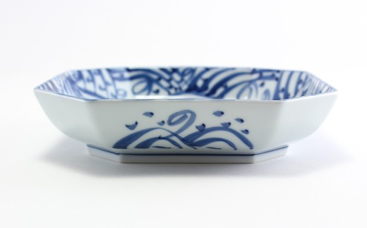 源右衛門窯 染付四海波（方皿） 器 食器 皿 鉢 波 角皿 A40-39 - 佐賀