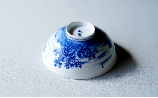 有田焼 呉須染付 山水絵 茶碗【起山窯】食器 器 うつわ 茶わん ちゃ