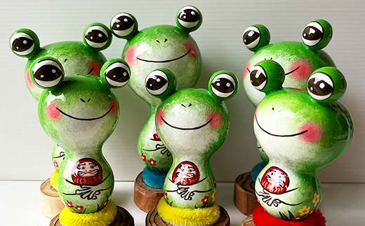 ひょうたん人形 かえるちゃん 天然ひょうたん使用 人形 ハンドメイド 1