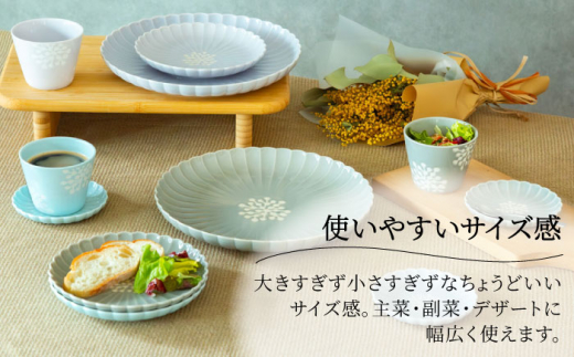 波佐見焼】フラワー菊割5.5号 16cm皿 2枚セット ブルー【西海陶器
