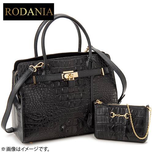 ロダニア バッグ・小物 【新品同様】クロコダイルハンドバッグ・ポーチ