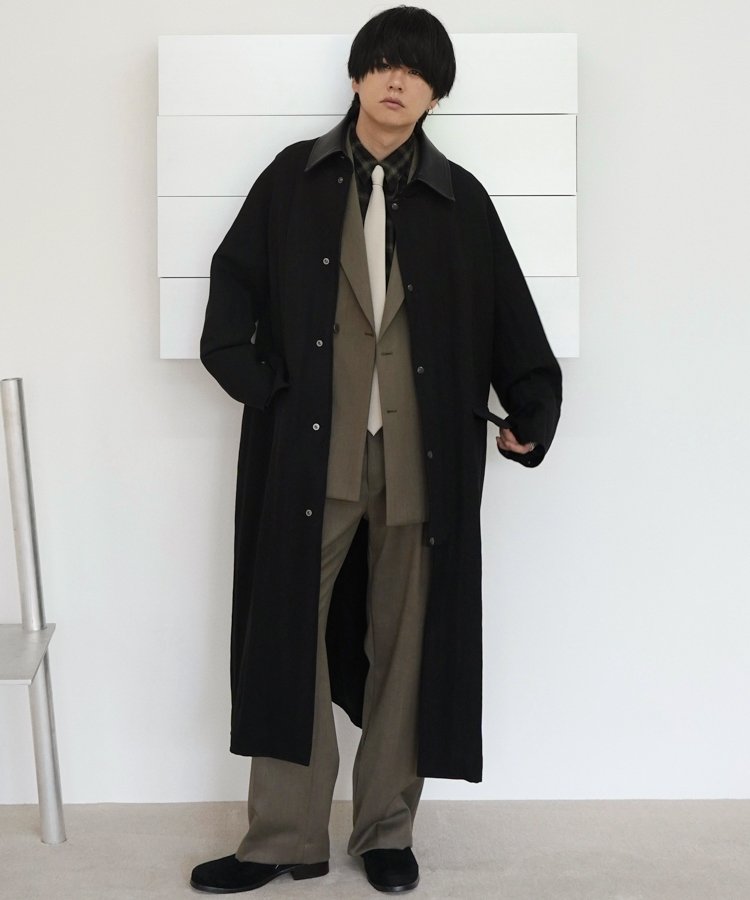 ジャケット・アウター LIDNM Cow Hide Collar Riding Coat Cow Hide