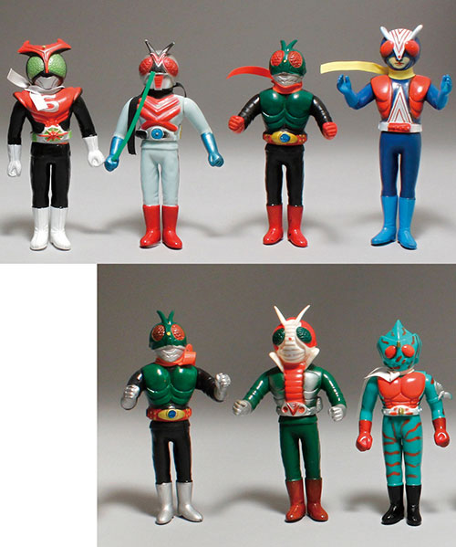 仮面ライダー ソフビ 7人ライダー ポピー 袋入り 6種セット 当時物