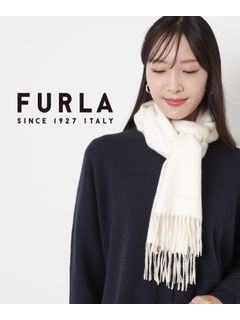 フルラ (FURLA) カシミヤ100％ マフラー ロゴ刺繍 洗えるカシミヤ