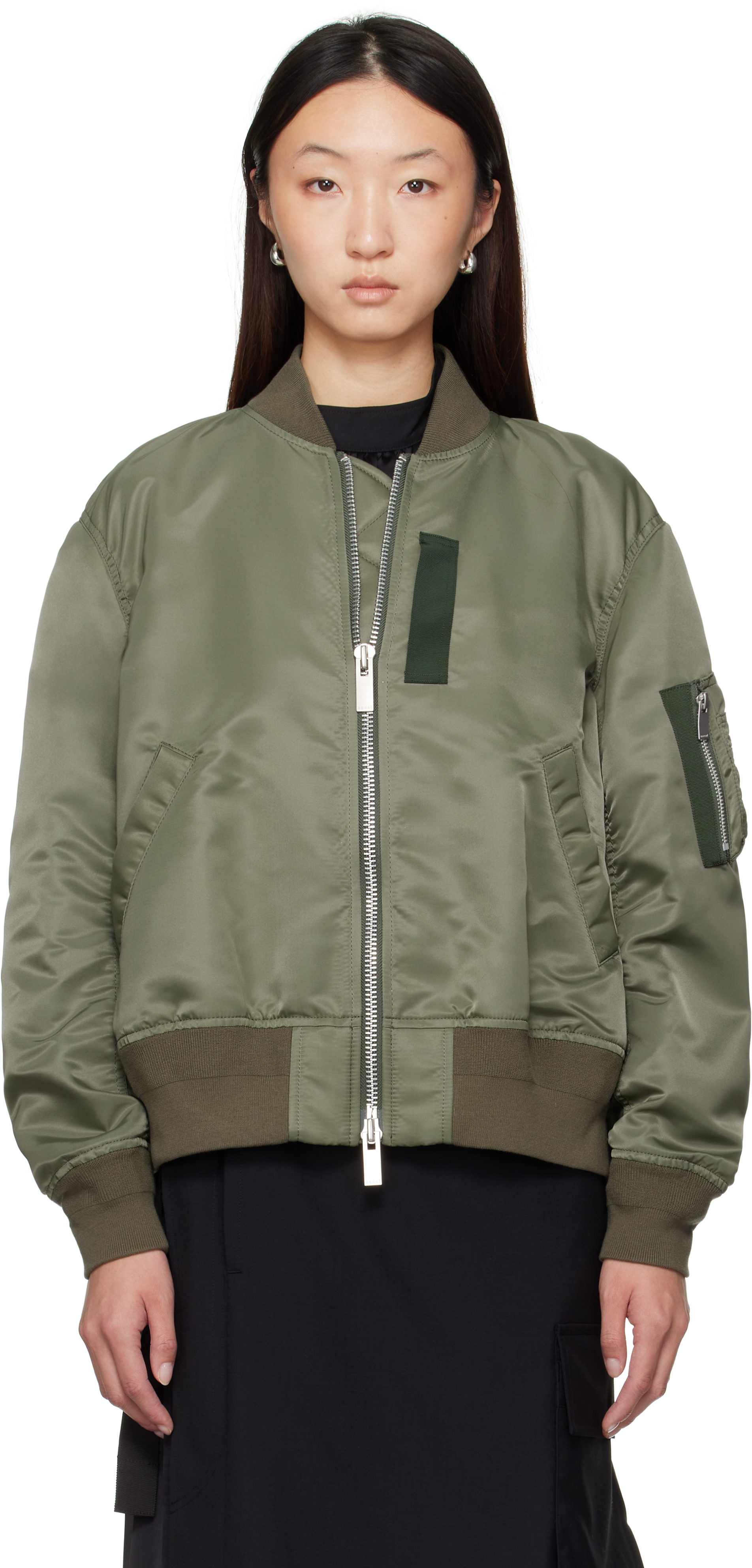sacai: カーキ Nylon Twill ボンバージャケット | SSENSE 日本
