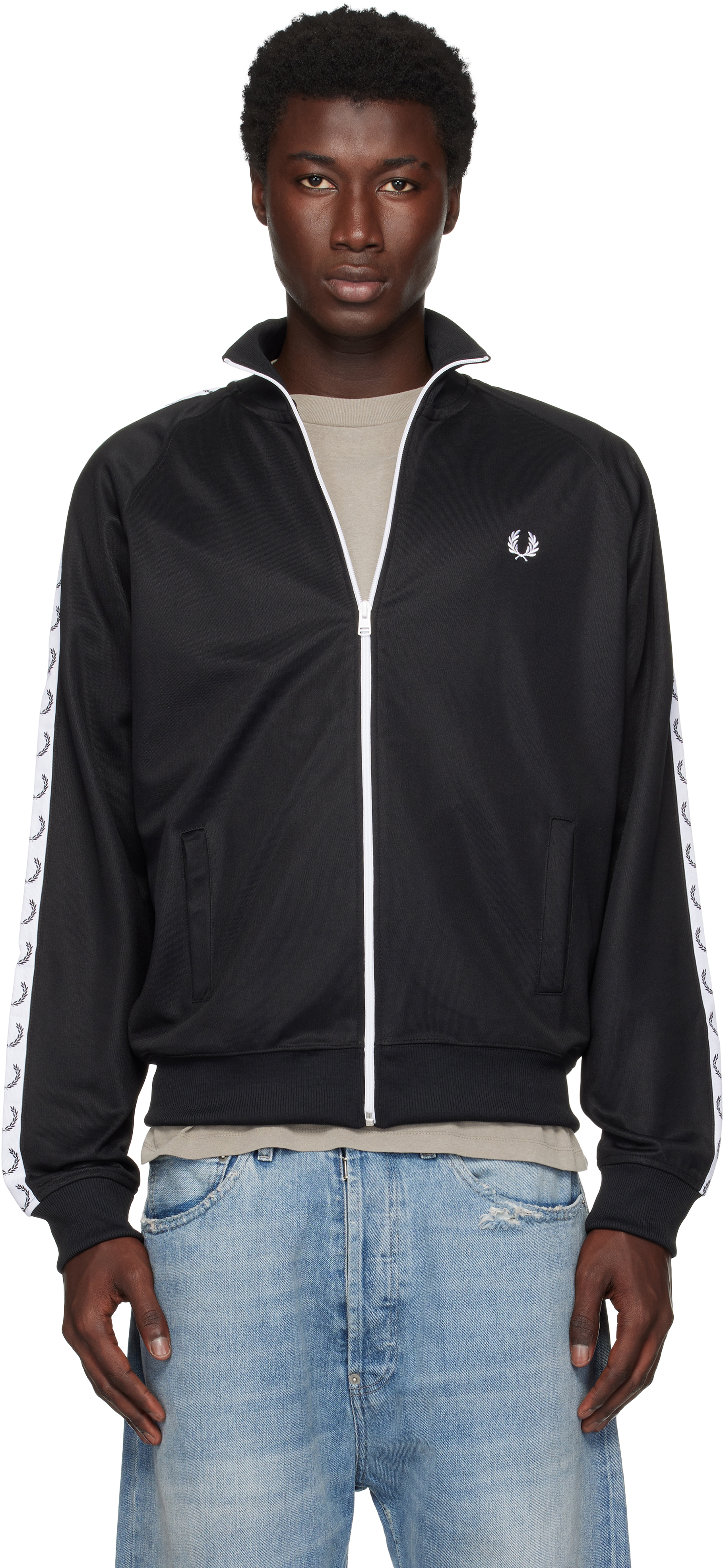 Black Taped Track Jacket by Fred Perry on Sale