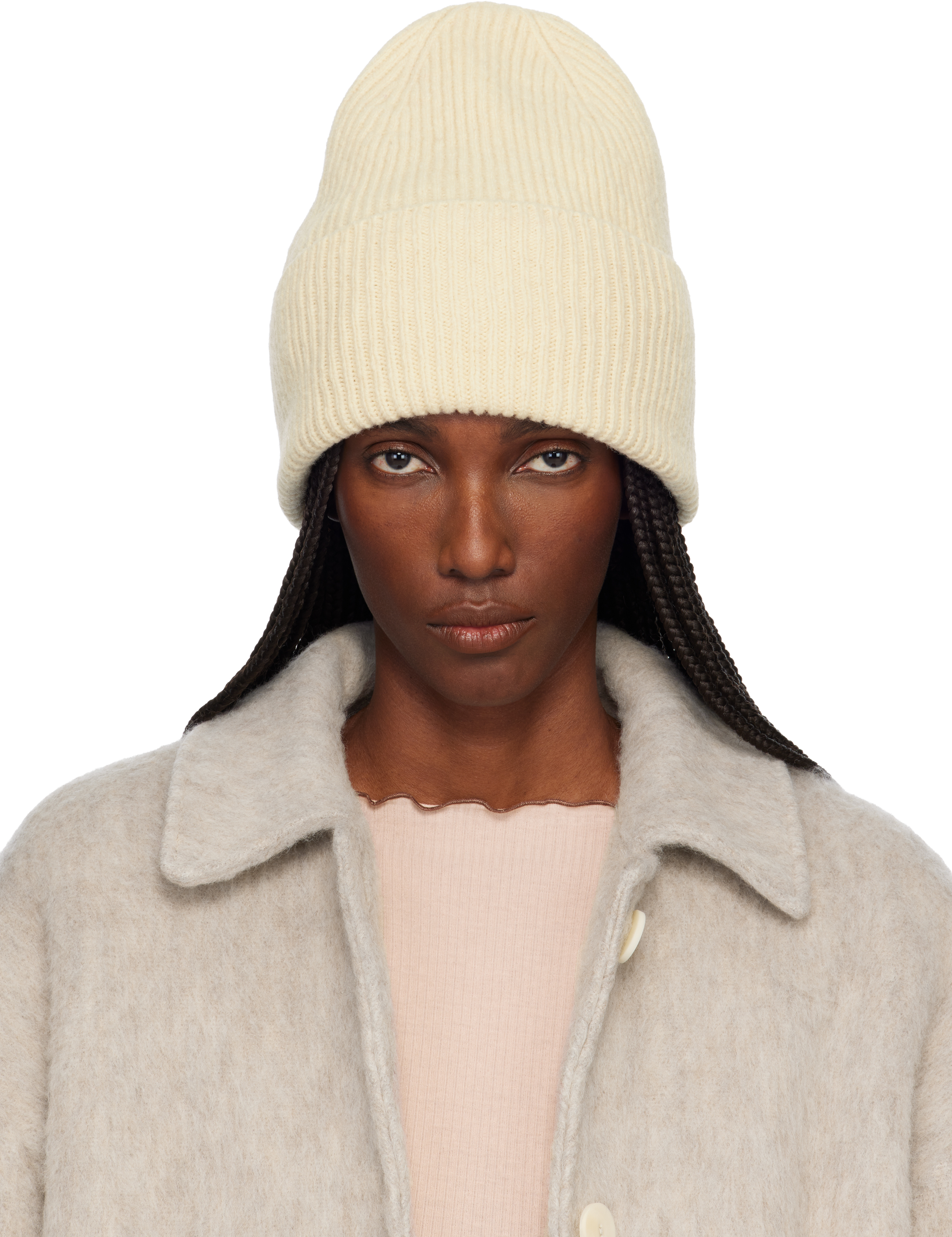 Off-White Mea Beanie by Baserange on Sale