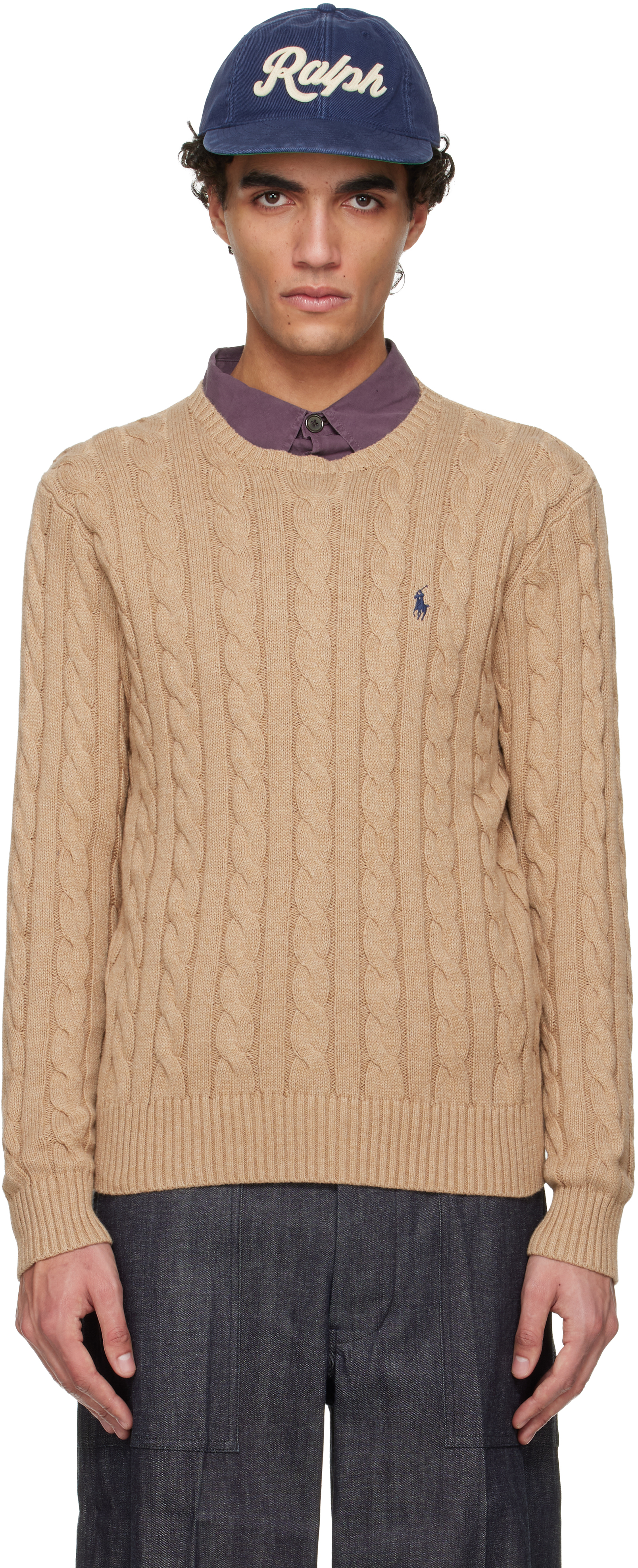 Polo Ralph Laurenのベージュ ケーブルニット コットン セーターがセール中