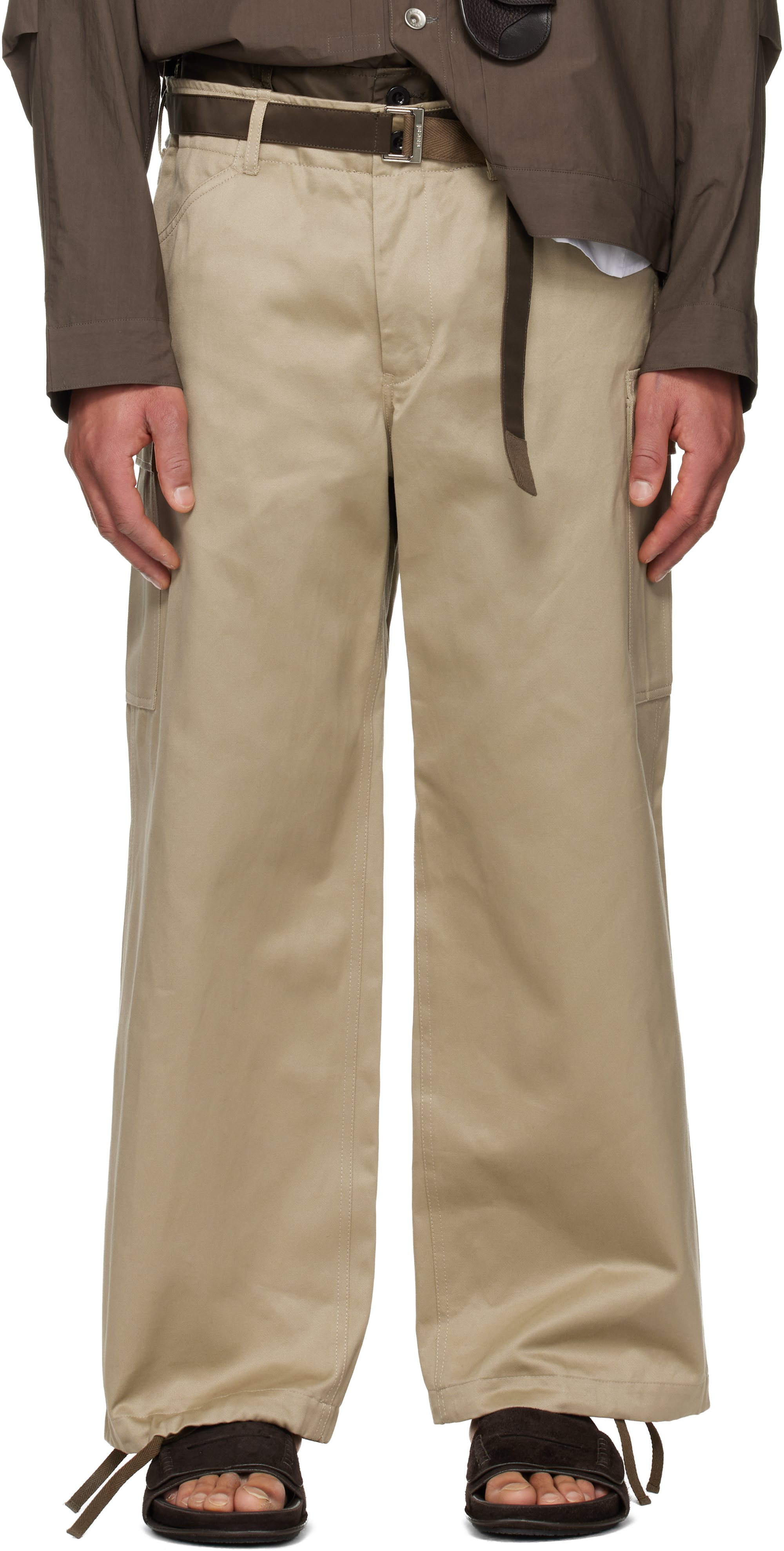 sacai: タン Cotton Chino x Nylon Twill カーゴパンツ | SSENSE 日本