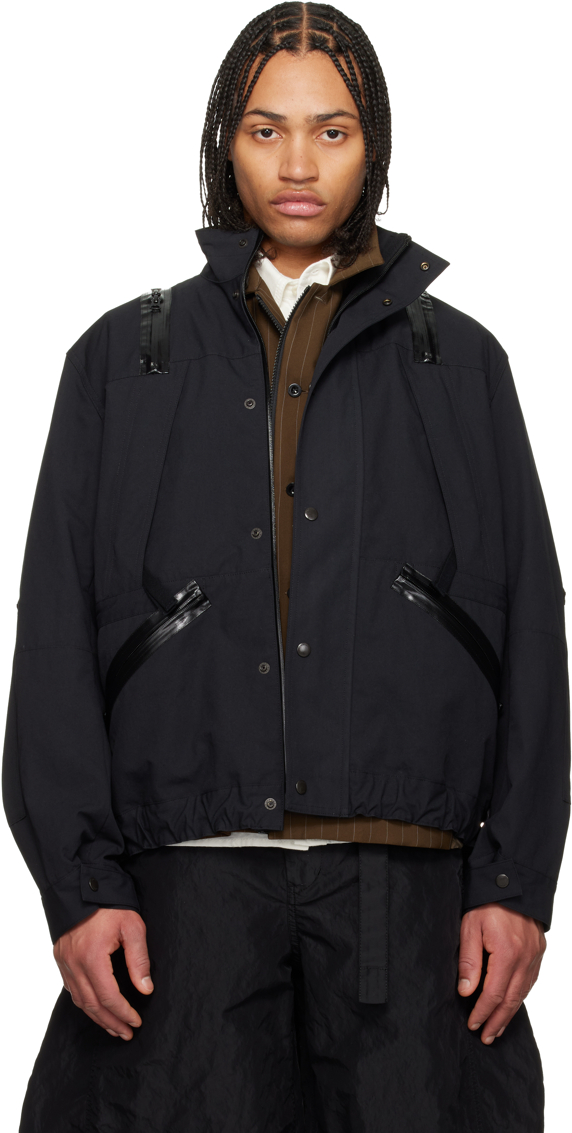 sacai: ブラック ウェザークロス ジャケット | SSENSE 日本