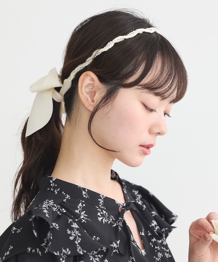 パール×アレンジリボンカチューシャ/earth music&ecology（アース